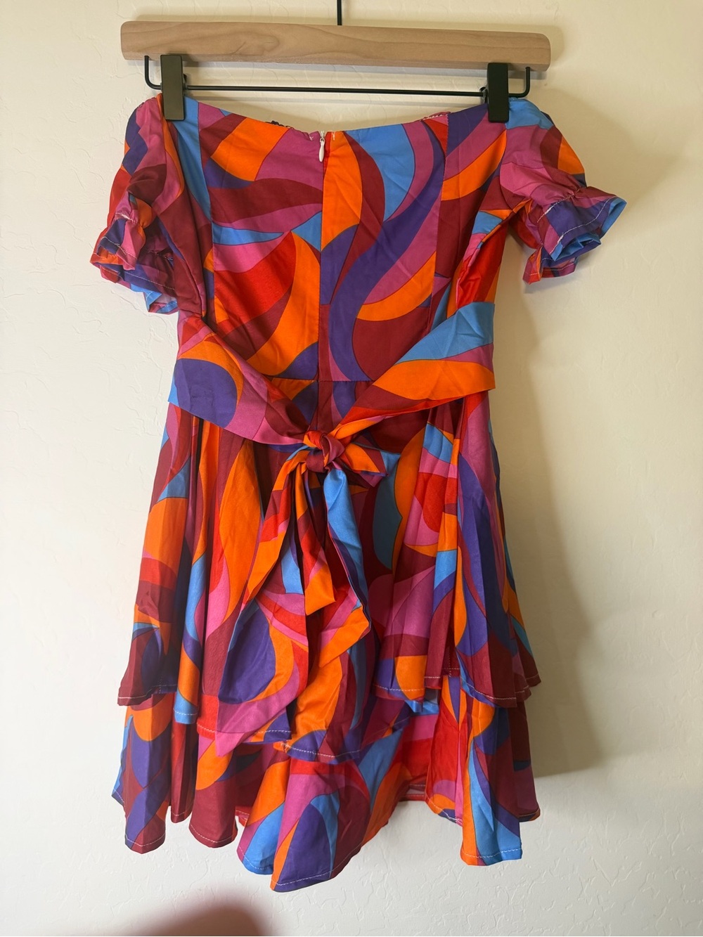 Abstract Ruffle Multicolor Mini Dress - Picture 3 of 6